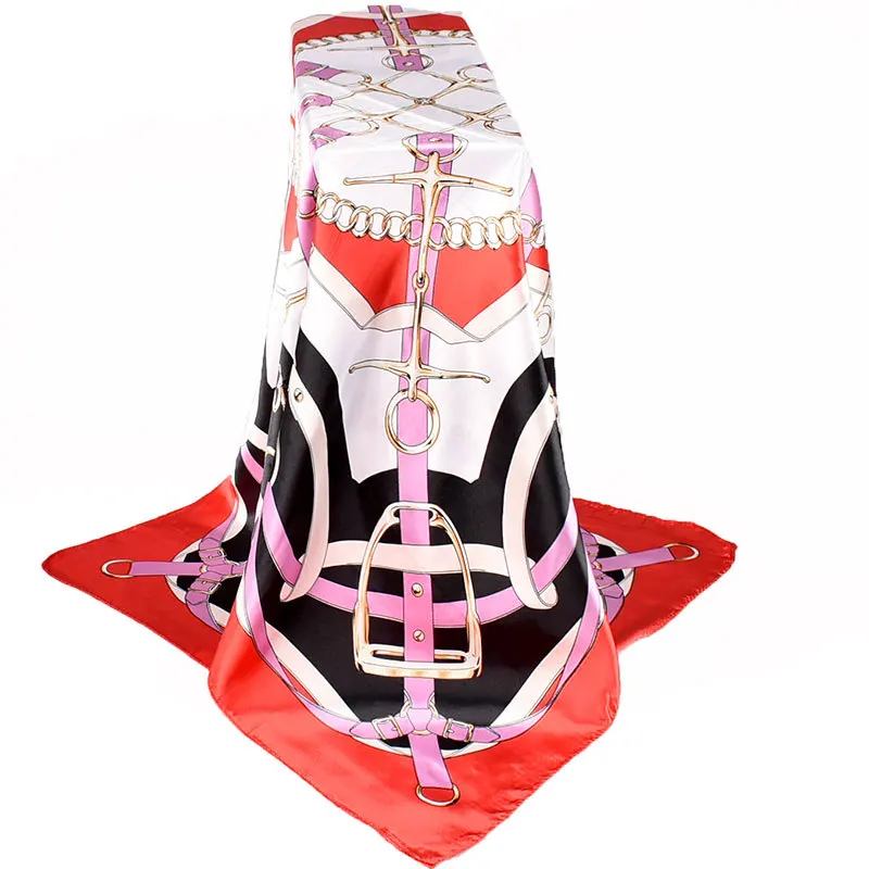 Женский шарф бандана модный с леопардовым принтом и цепочкой 90*90 см|Женские