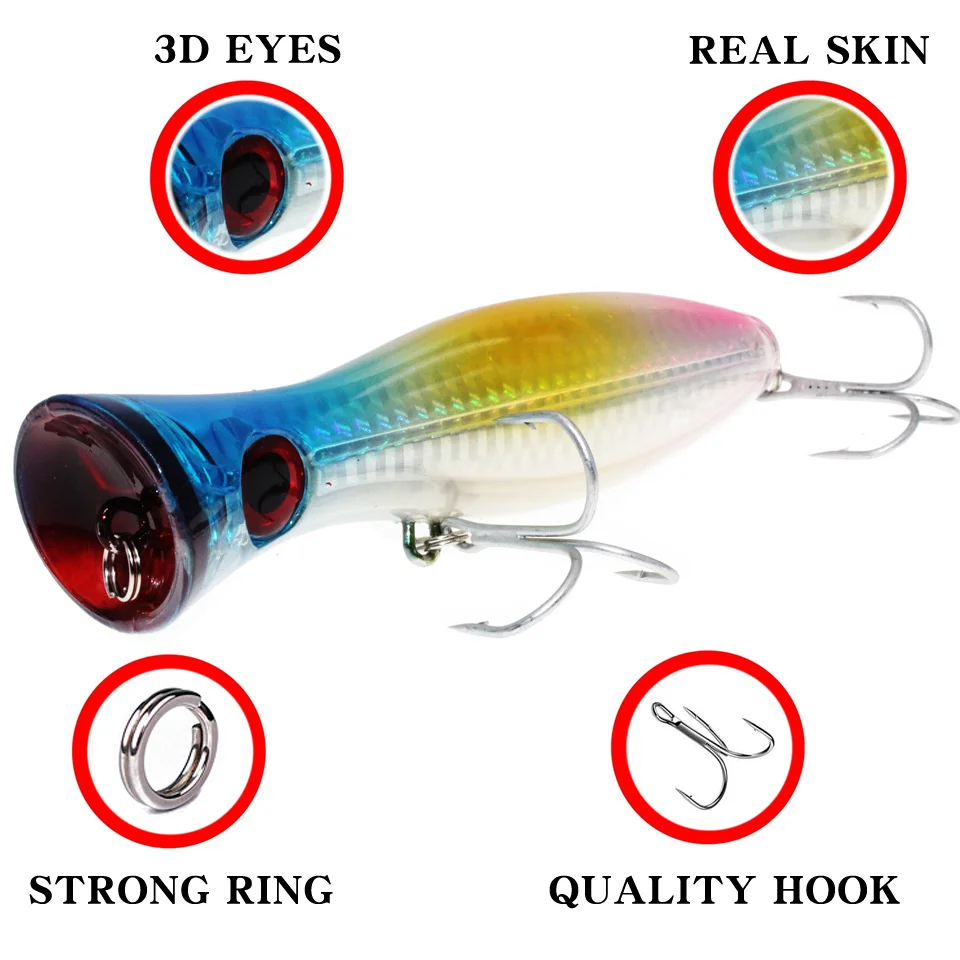 1 шт. Поппер для рыбалки объемный шнек с тройными крючками 12 см 40 г Верховая