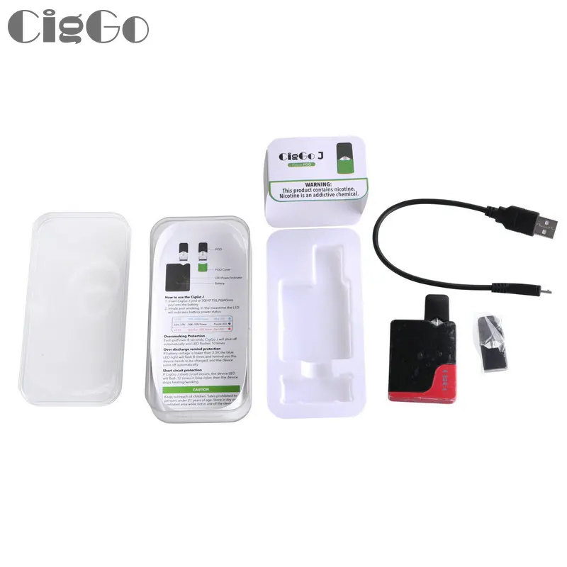 2019 Ciggo J Vape Pen Pod Kit with Built-in Battery 350mAh 0.5ml Refillable Tank Ceramic Coil Easy Press Fill System E-cig | Электроника