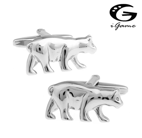 

iGame Bear Cuff Links Silver Color Novelty Animal Design Free Shipping