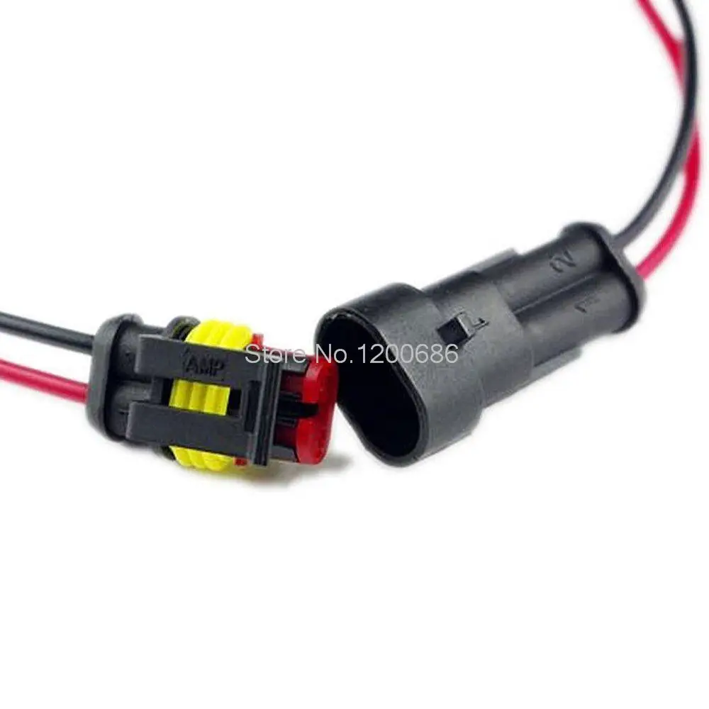 

18 AWG 10cm pigtail 2 Pin Way Car Auto Waterproof Electrical Connector Plug Socket Kit with Wire AWG Gauge Marine