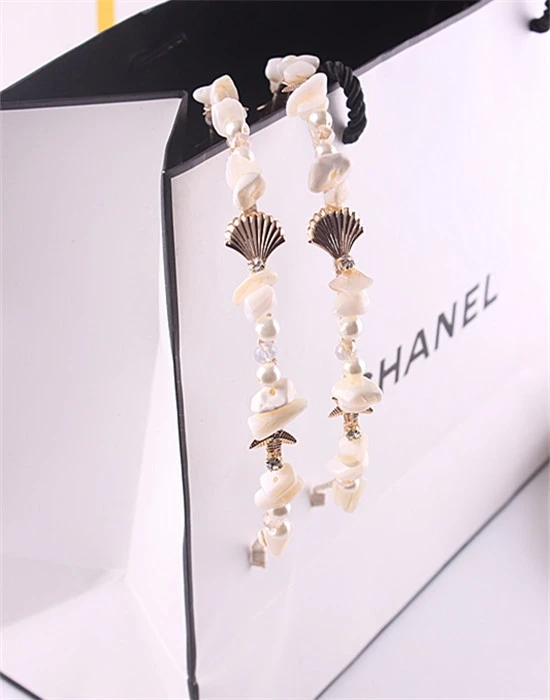 

1PCS Marine style Starfish Hair Hoop Headband Hairband for Women Girls Pearl Shell Bezel Hair Band Hair Accessories