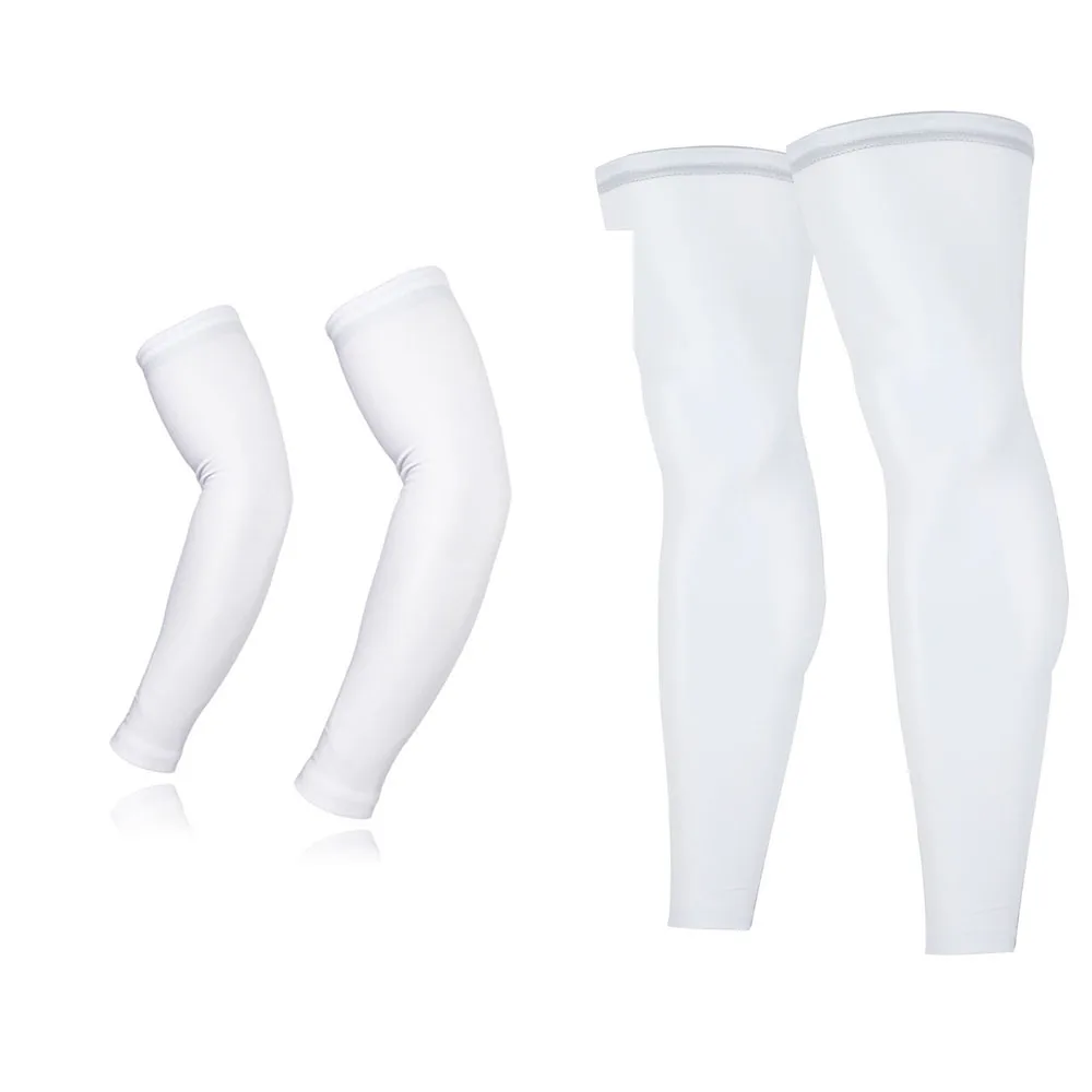 2pairs white ARSUXEO велосипедные рукава MTB велосипедные рукава Гетры+ гетры с защитой от ультрафиолета рукава для бега - Цвет: 2pairs white