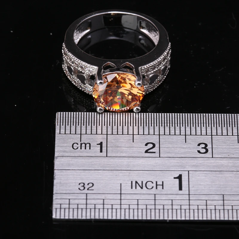 Видные круг Шампанское Morganite Кубического Циркония Камни наложения 925 серебро