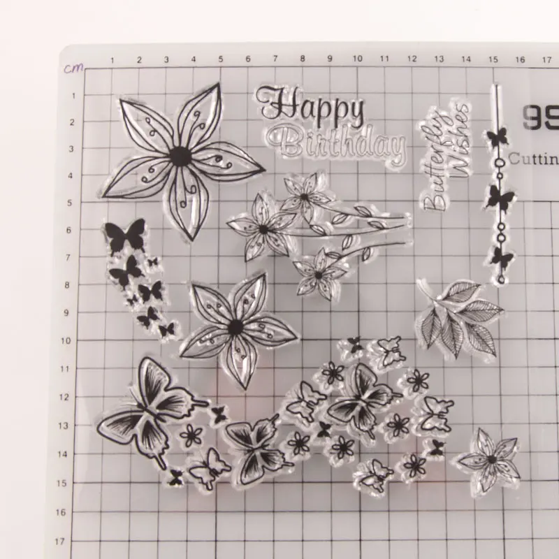 Ремесло бабочка цветок прозрачный чистый силикон штамп для печати DIY Скрапбукинг
