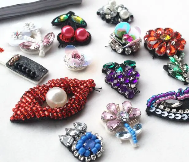 Ручная работа Блестки Воротник патч аппликация вышивка цветок патчи для одежды