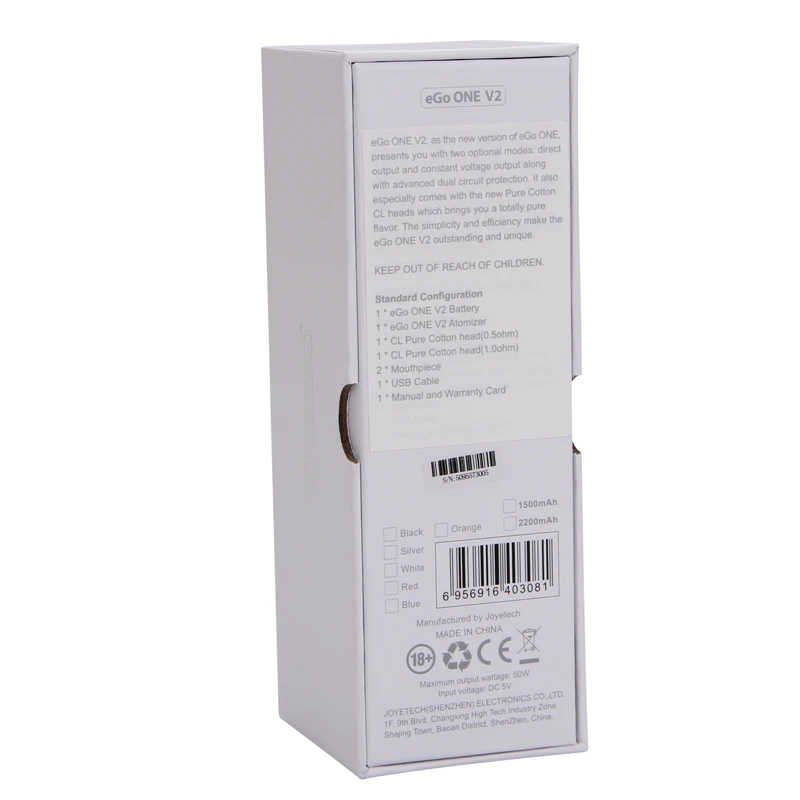 100% Оригинал Joyetech eGo ONE V2 стартовый комплект с 2 мл атомайзером и 1500 мАч/2200 мАч