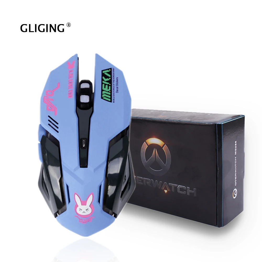 OW 6D игровой дыхание светодиодный подсветкой Игровые мыши Mercy D.VA Reaper Проводная