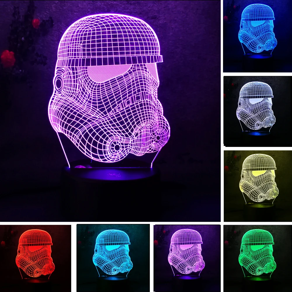 Новая 3D фигурка Звездные войны Белый воин RC игрушка иллюзия Лампа клон сила