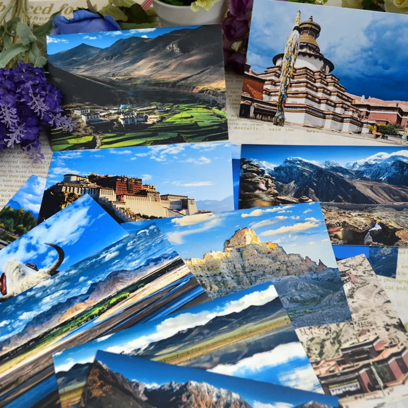16 World Travel Китай Тибет Почтовые открытки книга набор/Открытки