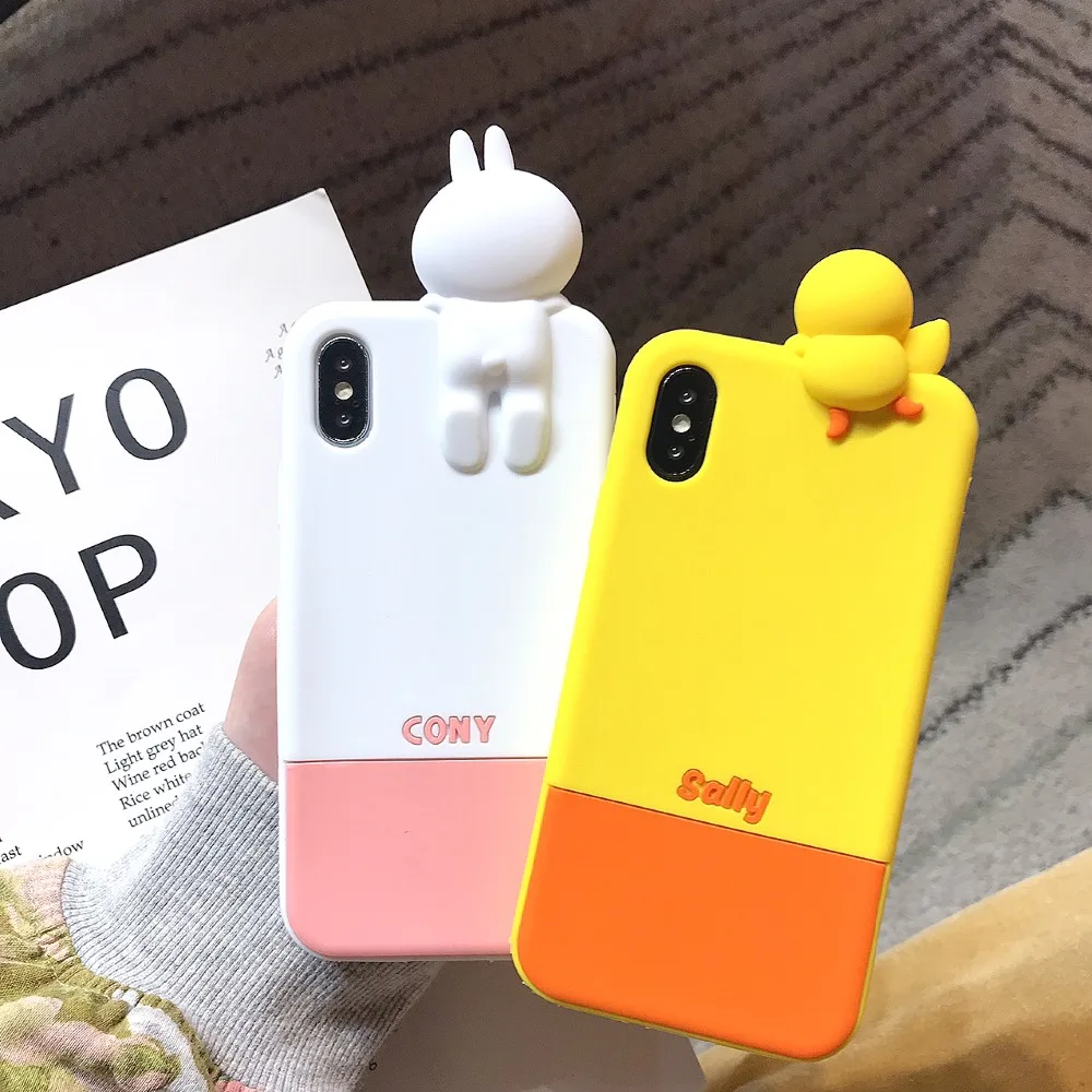 ZRICKIE 3D мультфильм силиконовый чехол для iPhone 11 Pro коричневый Медведь Кролик Кони Салли цыпленок чехол для iPhone X XS MAX XR 6 7 8 Plus