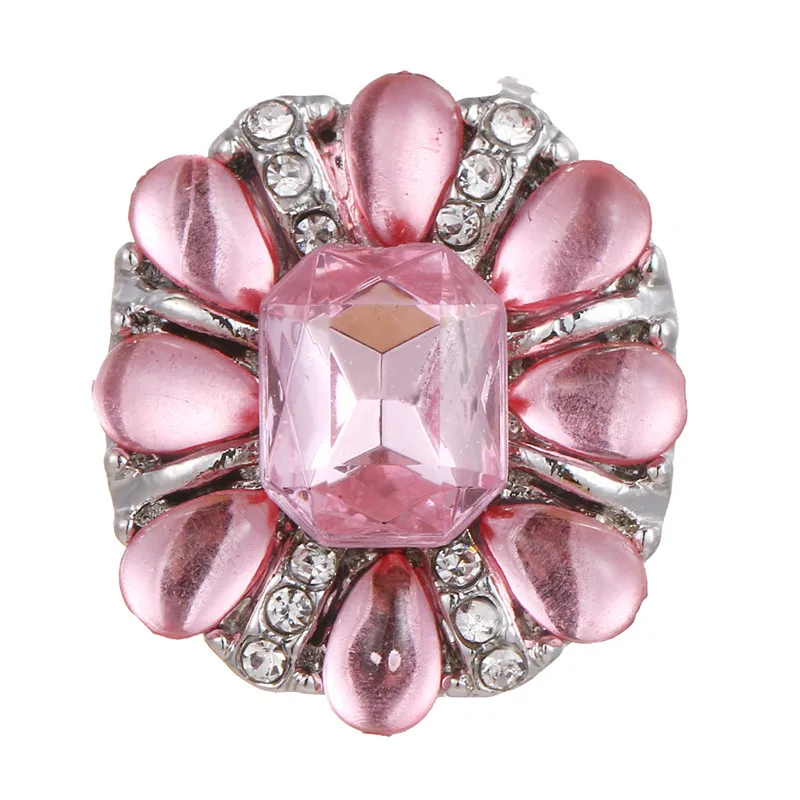 Ювелирные изделия 18 мм кнопки оснастки роскошные розовые стразы металлические