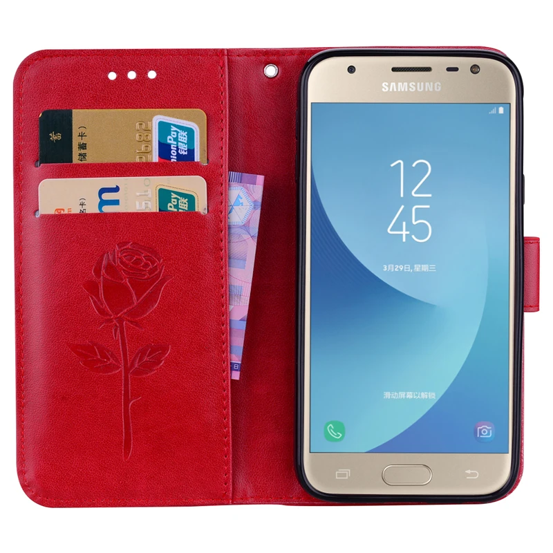 Роза цветок чехол-портмоне с откидной крышкой чехол для samsung Galaxy J4 J6 J8 J3 J5 J7 Neo A5 A7 A9 A6 A8 S8 S9 плюс S6 S7 края крышки