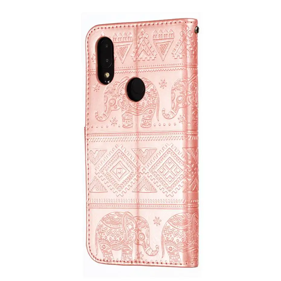 Кожаный чехол-книжка с 3D тиснением слона для Xiaomi Redmi 7 чехол-кошелек телефона