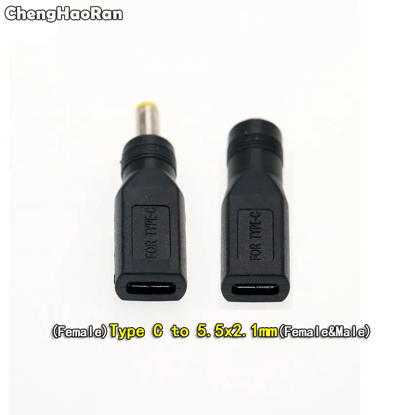 

ChengHaoRan 1pcs 5V DC 5.5*2.1 Power Jack Plug Female & Male To USB 3.1 Type-C USB C Female DC Power Connector Adapter
