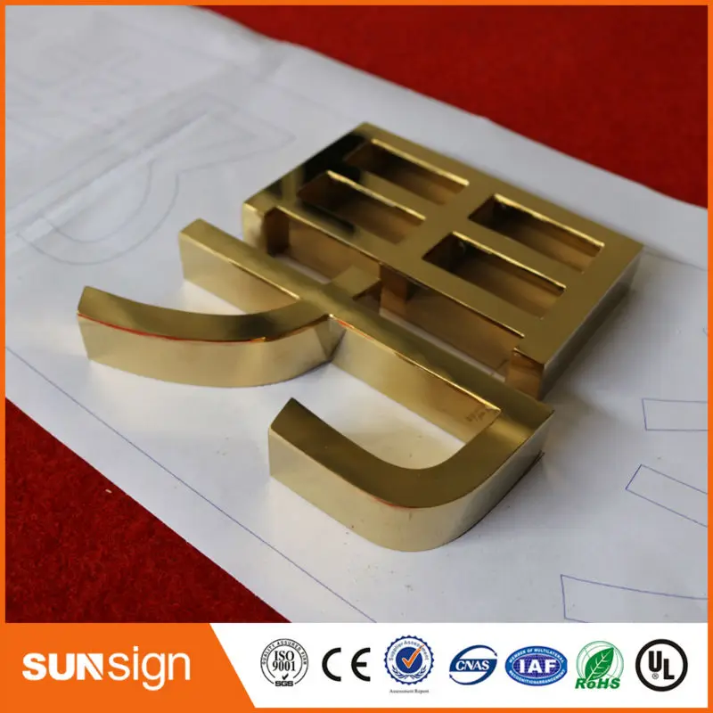 3D полированная нержавеющая сталь буквы розовое золото металлический знак