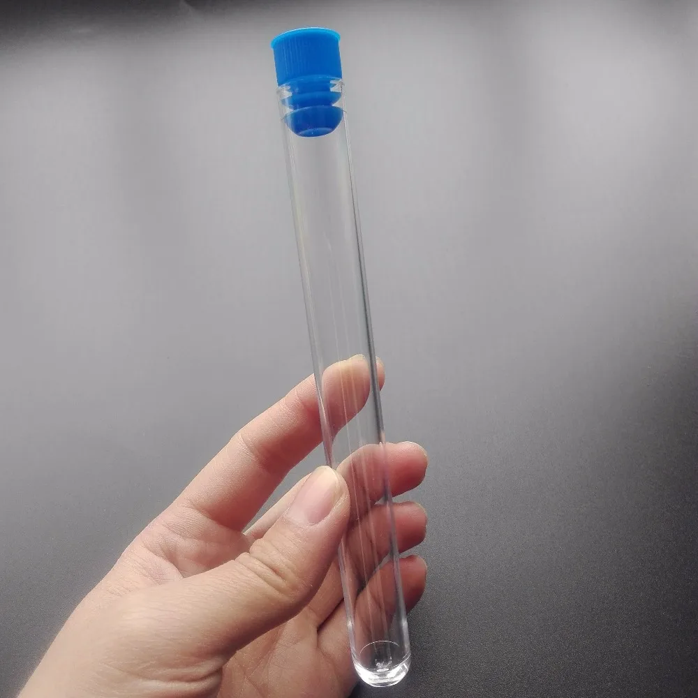 Прозрачная пластиковая пробирка с синей крышкой 16x150 мм 30 шт.|test tube|plastic test tubeclear
