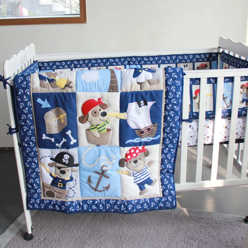 7 шт. детская кроватка из натурального хлопка с вышивкой | Наборы постельного