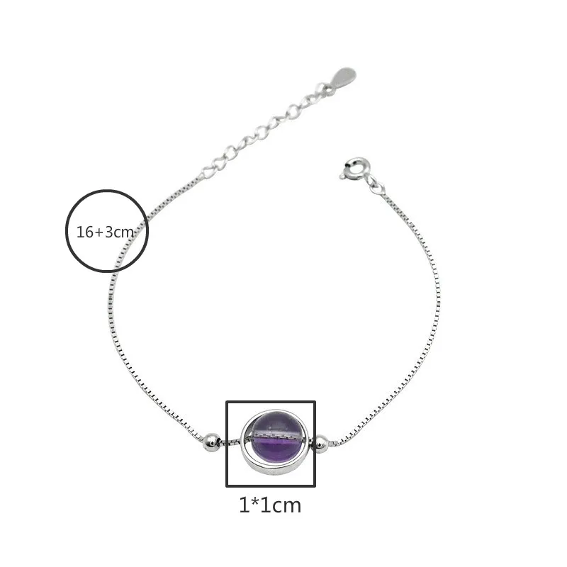 Flyleaf 100% Nature Stone Circle Amethyst Bracelets &amp Bangles Real 925 Sterling Silver For Women Fashion Fine Jewelry | Украшения и
