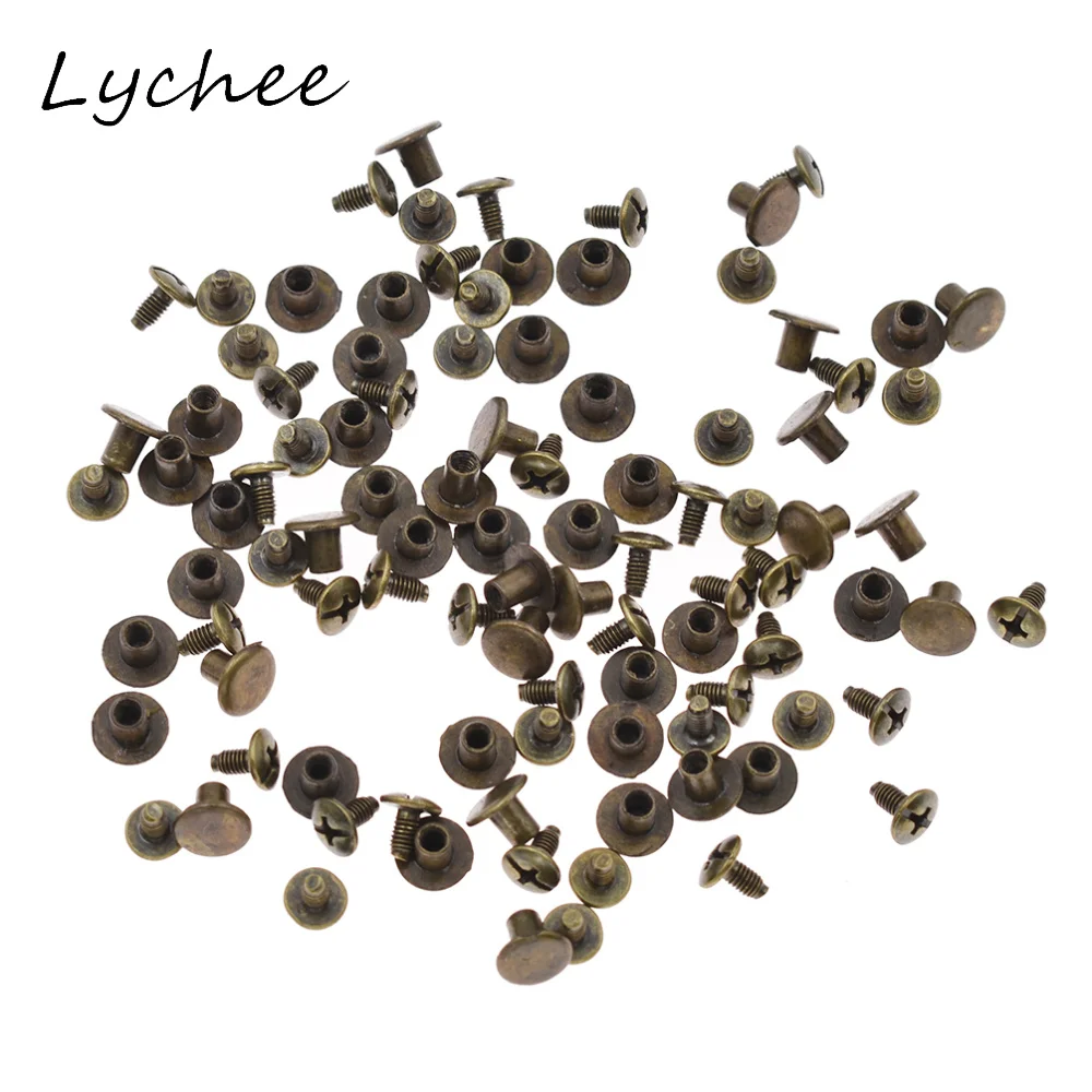 Lychee 50 наборов 8 5x8 мм бронзовые круглые плоские металлические шпильки винтовые