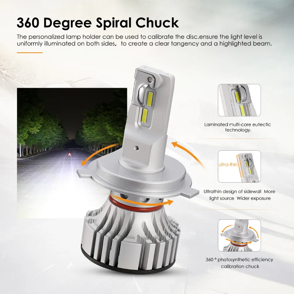 Oslamp 72 W фары для 6000LM H4 H7 H11 9005 9006 Автомобильные светодиодные лампы передних фар