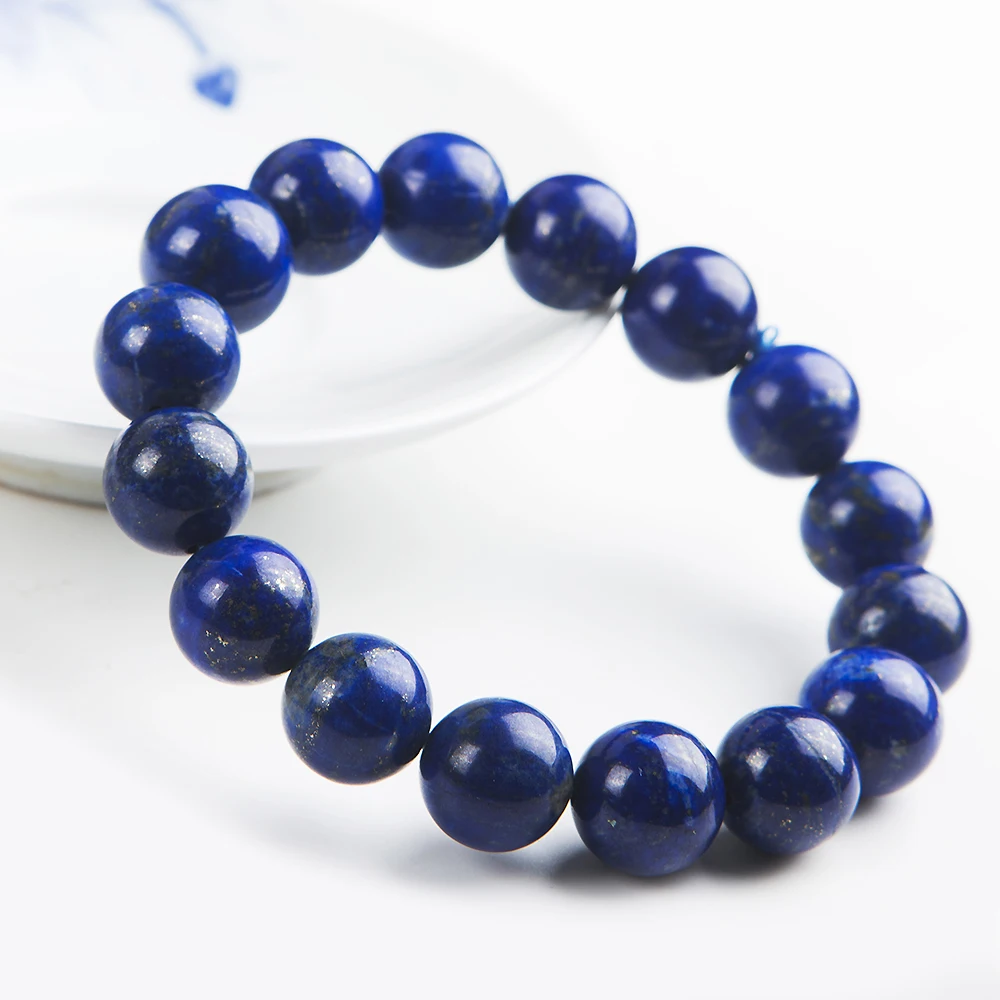 12mm Genuine Natural Lapis Lazuli Gemstone Round Beads Bracelet Stretch Prayer Woman Femme Crystal AAAAA | Украшения и аксессуары