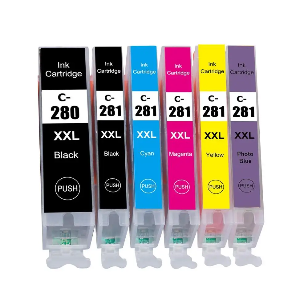 

280XXL 281XXL Ink Cartridge Replacement for Canon PGI-280XXL CLI-281XXL PGI 280 XXL CLI 281 6-PACK (PGBK/BK/C/M/Y)