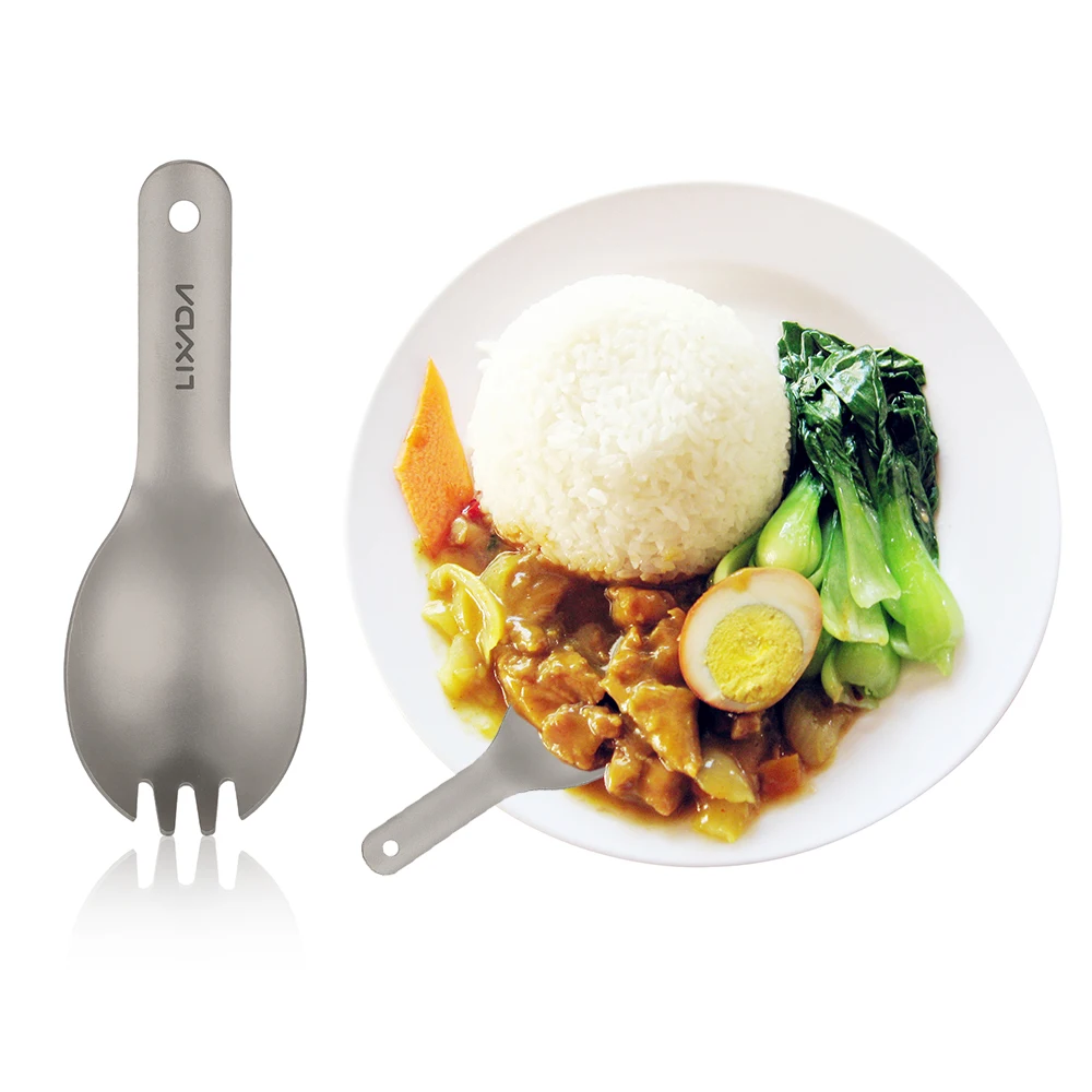 Lixada ложка Spork короткая ручка Титановая Ложка Сверхлегкая детская ложка для улицы кемпинга Столовые приборы для пикника Посуда