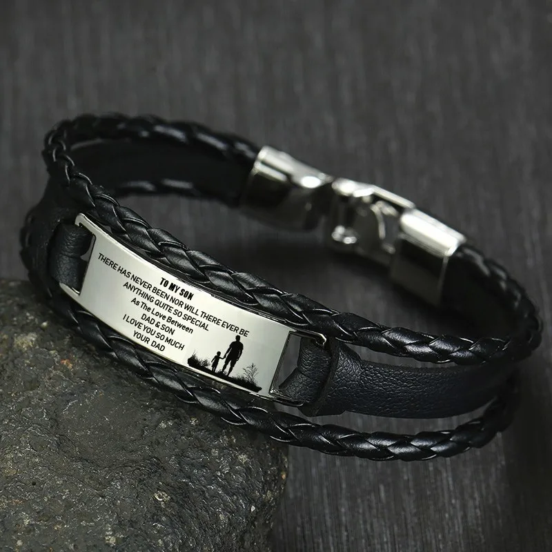 Простой Классический Многослойный кожаный браслет для мужчин из нержавеющей