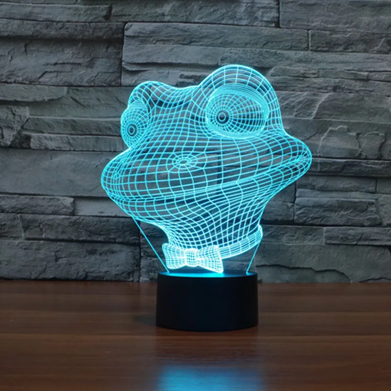 Меняющая цвет мультфильм лягушка ночсветильник для помещений 3D Светодиодная