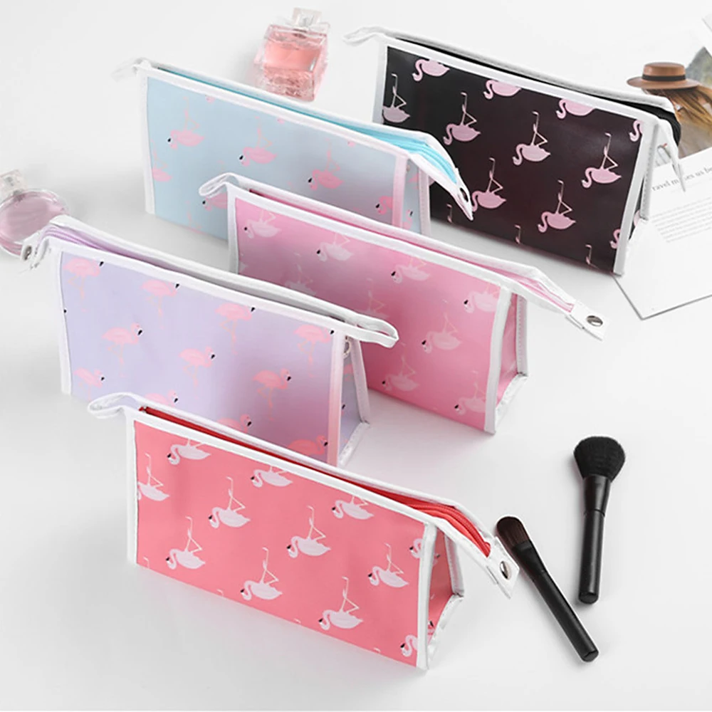 Портативная квадратная косметичка с фламинго дорожная зеркалом отделитель