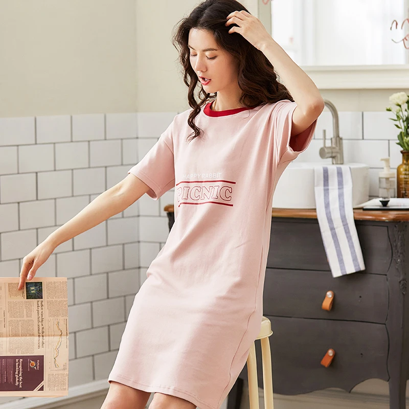 Женская одежда для сна с героями мультфильмов BZEL ночная рубашка Kawaii Повседневная