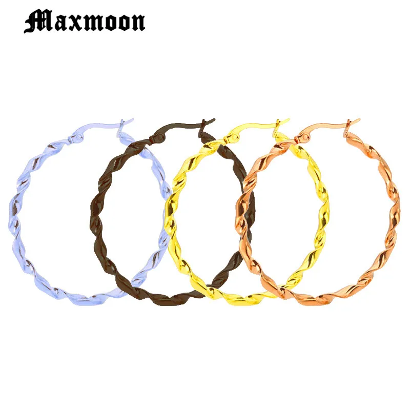 Женские серьги кольца Maxmoon круглые вrincos из нержавеющей стали золотого цвета