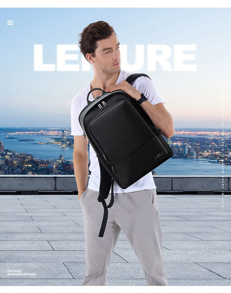 BOPAI Водонепроницаемый черный рюкзак большой емкости Anti Theft Back Pack USB для мужчин
