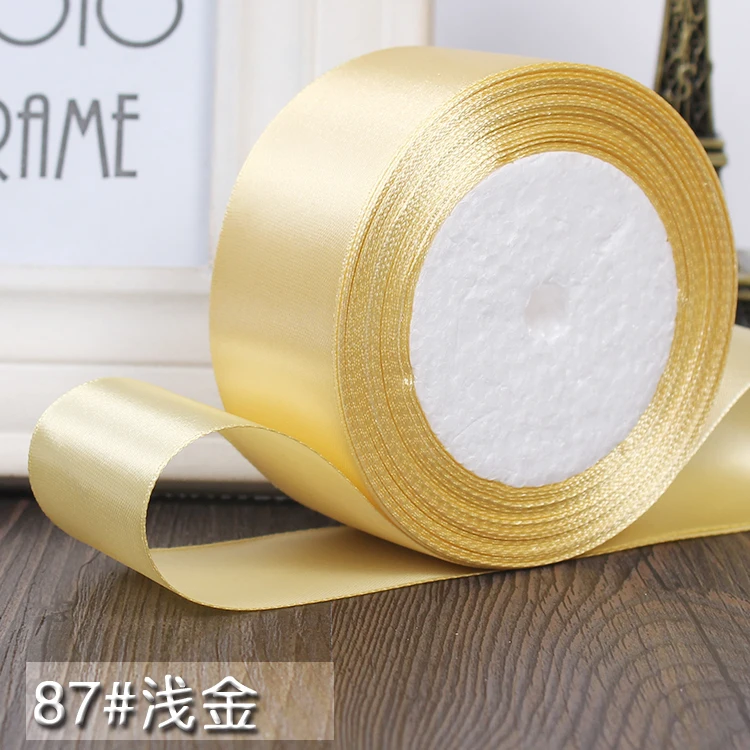 light gold 25 ярдов/рулон) односторонняя атласная лента для рукоделия Декор Свадебная вечеринка Декор подарочная упаковочная лента(6/10/15/20/25/40/50 мм - Цвет: light gold