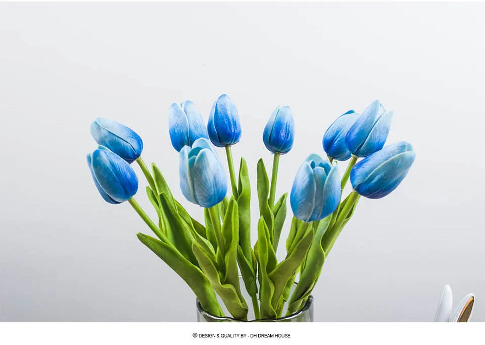 Настоящее сенсорный искусственная PU Tulip стволовых-1" Длина искусственные цветы, декоративные DIY искусственный цветок стены дома рождественские украшения цветы