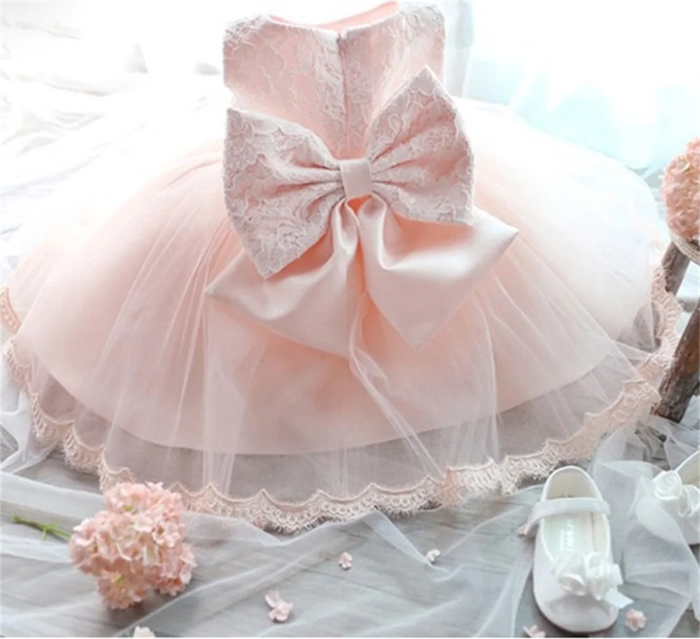 Baby Girl Dress Pink Dresses for Baptism Christening Gown 1 Year Birthday Party Girls Vestidos 9 24M | Мать и ребенок