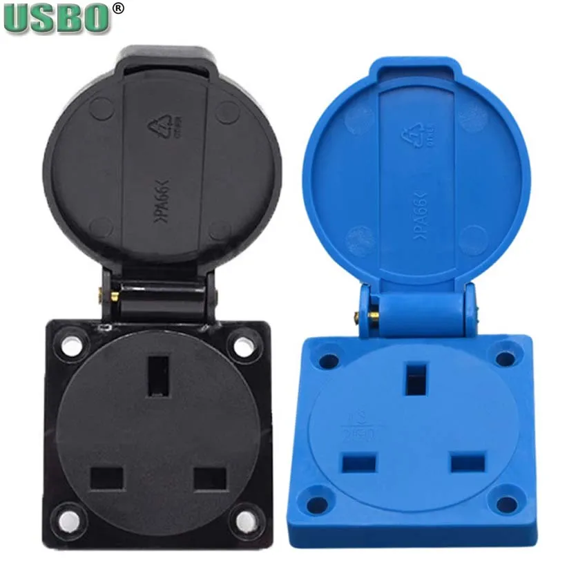 Великобритания Черный Синий 13A 250V IP44 UK многофункциональный 2P + E уличная