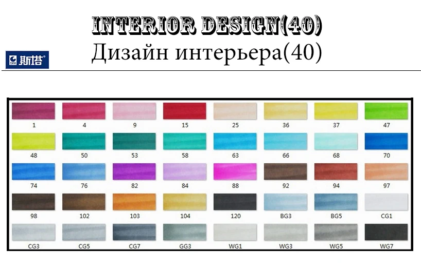 STA 30/40 цветов Ручка Маркер Набор спиртовые чернила двойная головка эскиз маркеры Кисть ручка для рисования манга Архитектура Дизайн товары для рукоделия - Цвет: 40 Interior Set