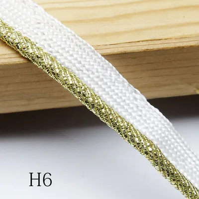H6 10 yards/lot White multi-style with gold wire braided ribbon rope gold edging flange trim accessories DN487 - Цвет: H6