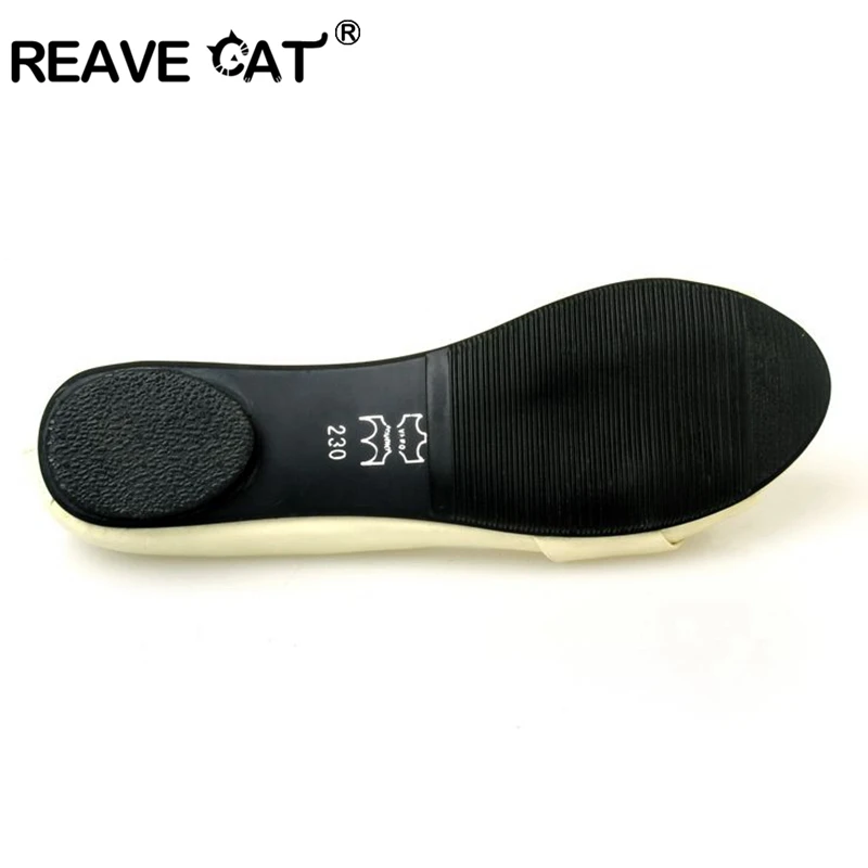 REAVE CAT/Большие размеры 31–43 летние закрытые женские туфли с круглым носом, обувь без шнуровки, одноцветные, с узелком Повседневное Милая женская обувь на плоской подошве черного, желтого цвета синего и бежевого цветов ZL051
