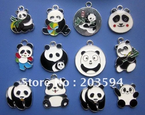 

Wholesale 100Pcs/Lots DIY Alloy Enamel Mixed Panda Charms animal pendant bead
