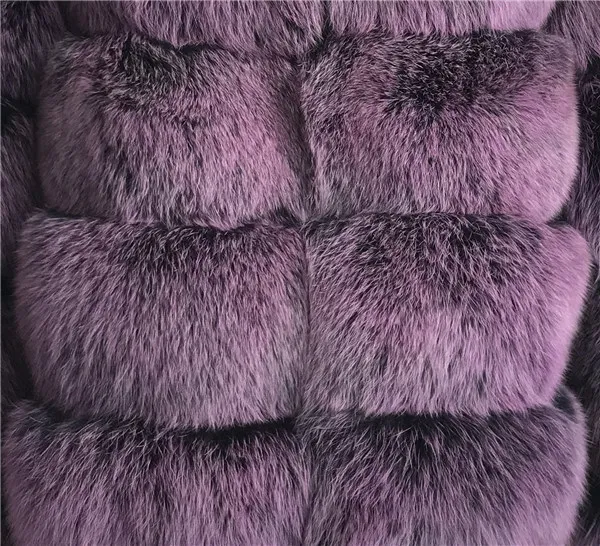 Purple frost Женское пальто из натурального меха, толстая теплая Женская куртка из натурального Лисьего меха, верхняя одежда, модная зимняя шуба из натурального Лисьего меха со стоячим воротником для женщин - Цвет: Purple frost
