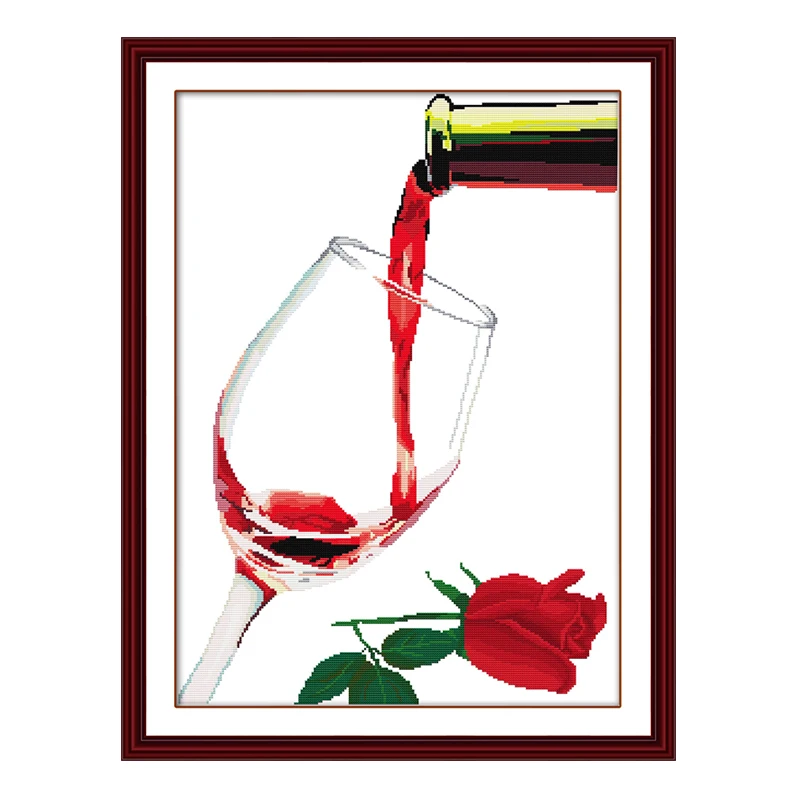 JoySunday chinese cross stitch diy Taste wine glass vase DMC14CT11CTcotton needlework livingroom restaurant hotel shop painting | Дом и сад