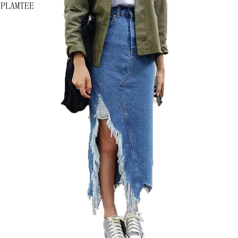 Женская Асимметричная длинная юбка макси летняя одежда 2018 уличная Стильная