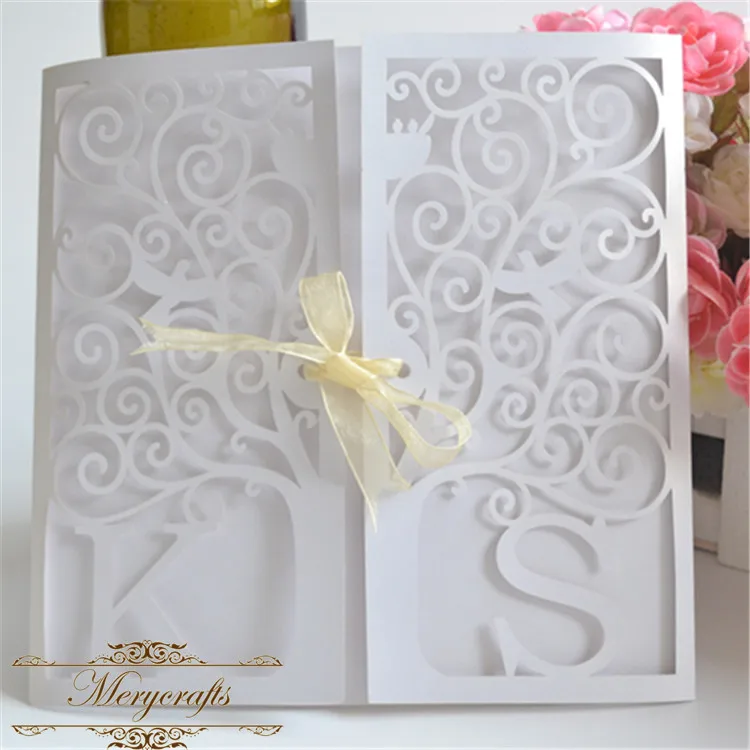 

2017 custom initials laser cutting marriage invitation card with free design