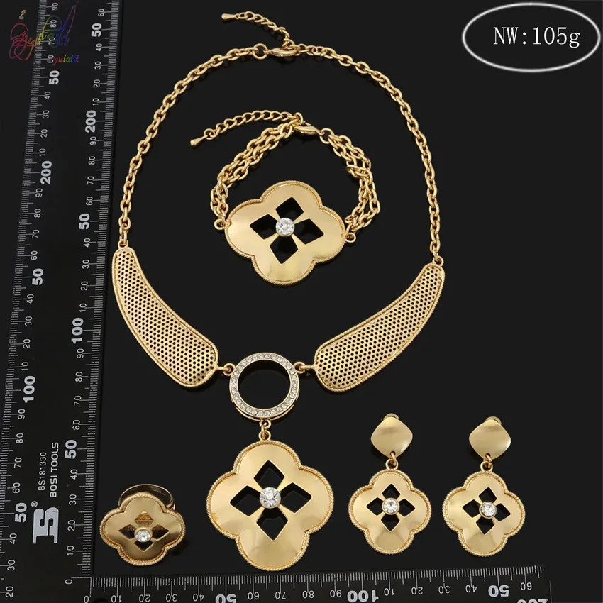

Yulaili Free Shipping Hot Sale African Female Costume Accessories Jewelry Sets for Women Gold color 4-pcs Sets