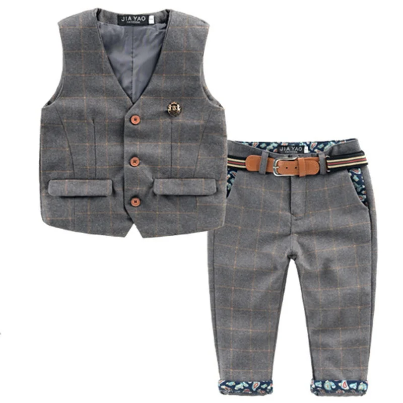 Костюм детский Свадебный с ремнем и цветочным принтом TC023 в английском стиле