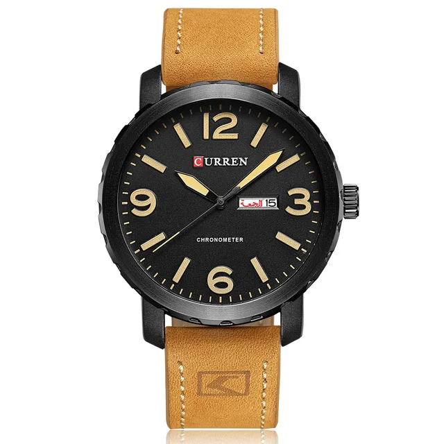 black yellow Curren спортивные часы мужские мужские s часы лучший бренд класса люкс Relogio Masculino кварцевые часы кожаный полосатый ремешок наручные часы 8273 - Цвет: black yellow
