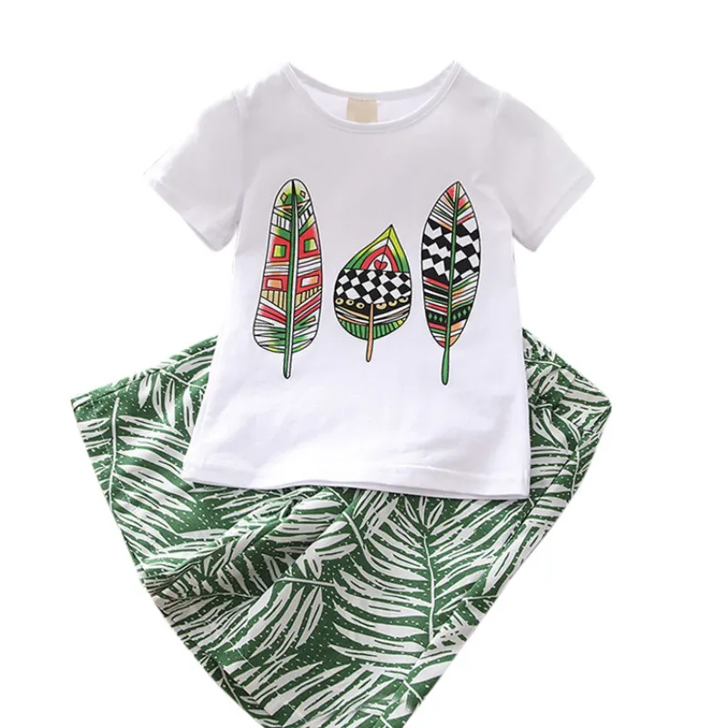 Одежда для маленьких девочек футболка с короткими рукавами + свободные